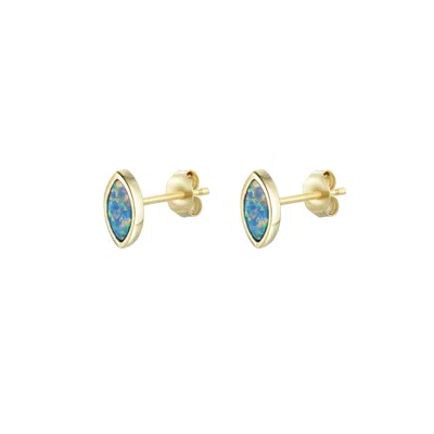 Kamaria Women's Marquise Opal Stud Earrings - Black In Gold