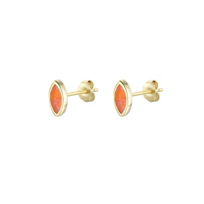 Kamaria Women's Marquise Opal Stud Earrings - Orange In Gold