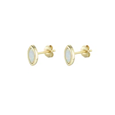 Kamaria Women's Marquise Opal Stud Earrings - White In Gold