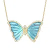 Kamaria Women's Mermaid Tail Butterfly Necklace With Diamonds - Swiss Blue Topaz