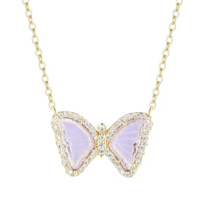 Kamaria Women's Mini Butterfly Necklace In Light Lavender - Gold