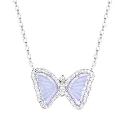 Kamaria Women's Mini Butterfly Necklace In Light Lavender - Silver
