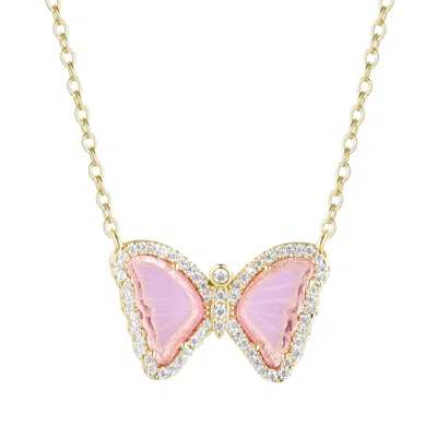 Kamaria Women's Mini Butterfly Necklace In Light Pink - Gold