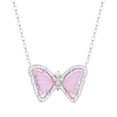 Kamaria Women's Mini Butterfly Necklace In Light Pink - Silver