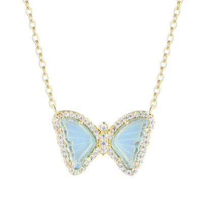 Kamaria Women's Mini Butterfly Necklace In Light Teal - Gold