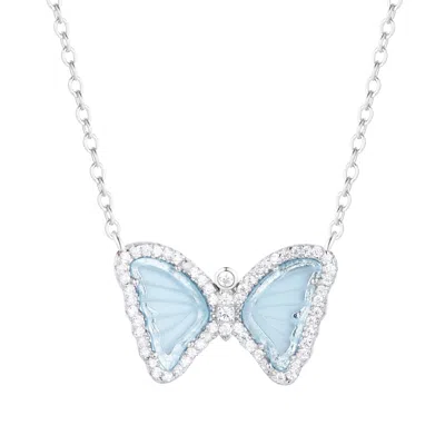 Kamaria Women's Mini Butterfly Necklace In Light Teal - Silver In Orange