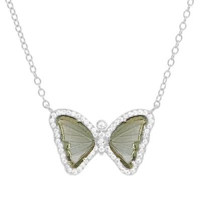 Kamaria Women's Mini Butterfly Necklace In Smoky Quartz - Silver