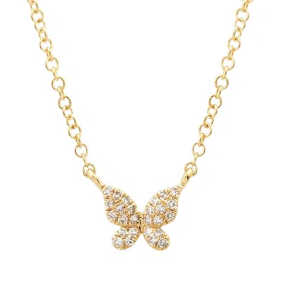 Kamaria Women's Mini Butterfly Necklace With Diamonds In Yellow