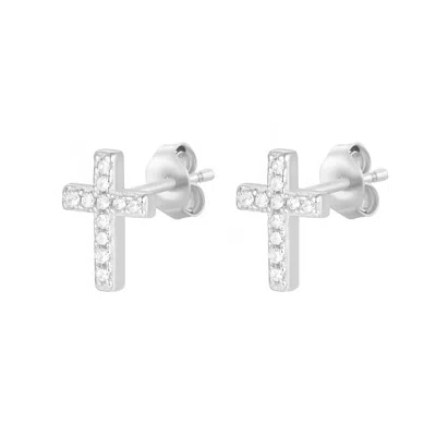 Kamaria Women's Mini Cross Stud Earrings - Silver