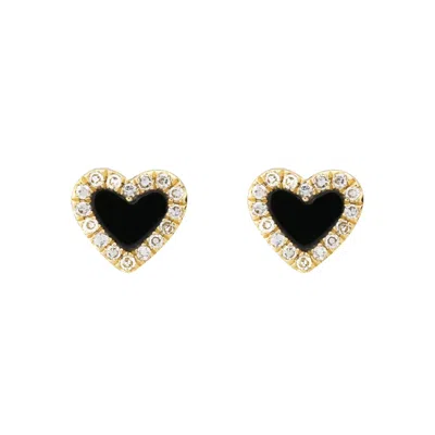 Kamaria Women's Mini Diamond & Black Onyx Heart Stud Earrings