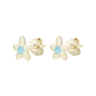 Kamaria Women's Mini Flower Opal Stud Earrings - Light Green In Gold