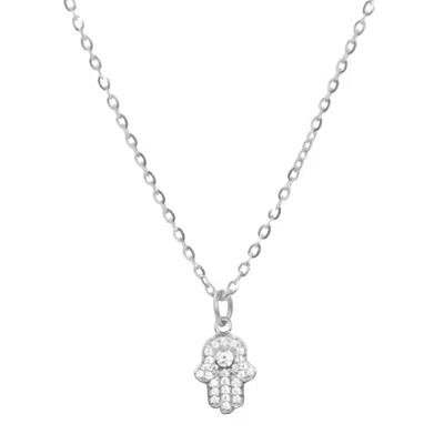 Kamaria Women's Mini Hamsa Hand Necklace With Crystals - Silver