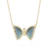 Kamaria Women's Mini London Blue Topaz Butterfly Necklace With Diamonds In Blue