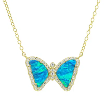 Kamaria Women's Mini Opal Butterfly Blue In Gold