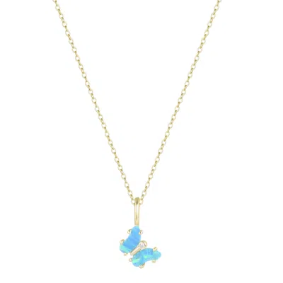 Kamaria Women's Mini Opal Butterfly Charm Necklace - Blue Green