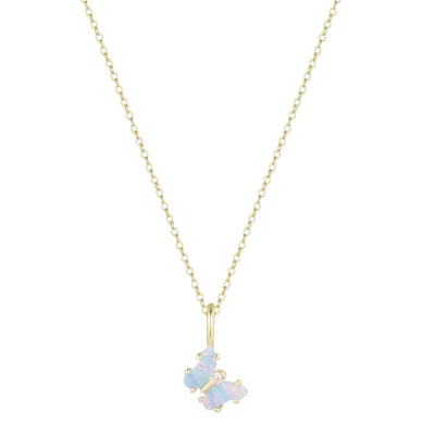 Kamaria Women's Mini Opal Butterfly Charm Necklace - Light Blue