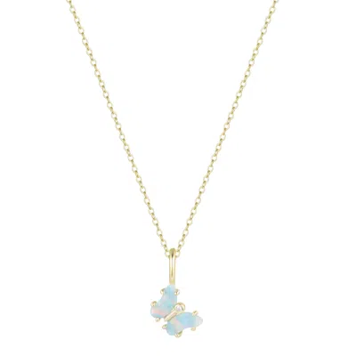 Kamaria Women's Mini Opal Butterfly Charm Necklace - Light Green
