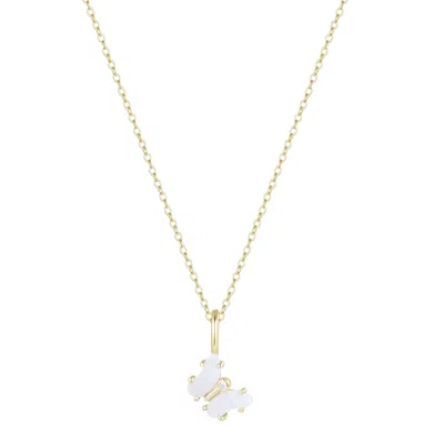 Kamaria Women's Mini Opal Butterfly Charm Necklace - White