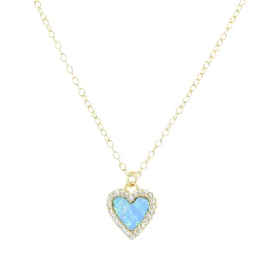 Kamaria Women's Mini Opal Heart Necklace With Crystals - Light Blue