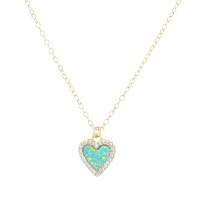 Kamaria Women's Mini Opal Heart Necklace With Crystals - Light Green