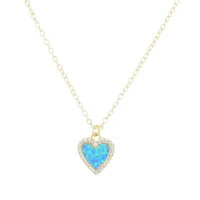 Kamaria Women's Mini Opal Heart Necklace With Crystals - Blue