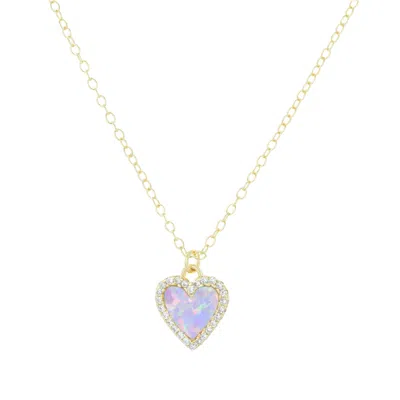 Kamaria Women's Mini Opal Heart Necklace With Crystals - Purple