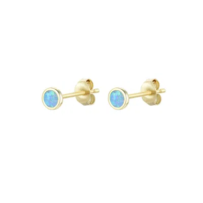 Kamaria Women's Mini Round Opal Stud Earrings - Blue Green In Pink