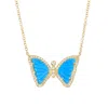 Kamaria Women's Mini Turquoise Butterfly Necklace With Diamonds In Blue