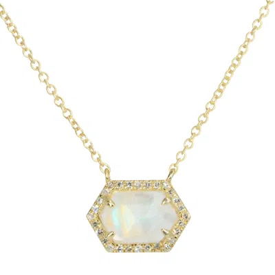 Kamaria Women's Moonstone Hex Necklace With Diamonds In Yellow