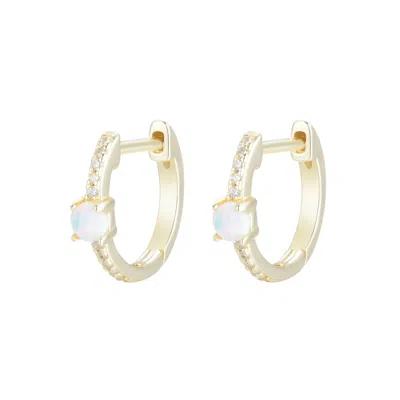 Kamaria Women's Opal And Crystal Huggie Earrings - White In Gold