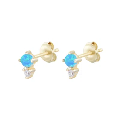 Kamaria Women's Opal & Crystal Seed Stud Earrings - Blue Green In Gray