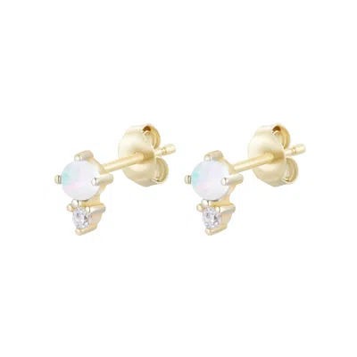 Kamaria Women's Opal & Crystal Seed Stud Earrings - White In Gold