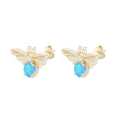 Kamaria Women's Opal Bee Stud Earrings - Blue
