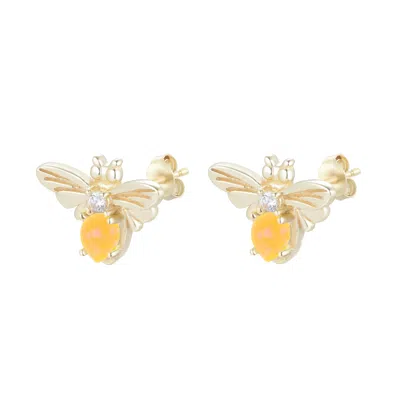 Kamaria Women's Opal Bee Stud Earrings - Orange