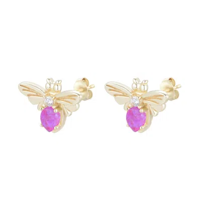 Kamaria Women's Opal Bee Stud Earrings - Pink
