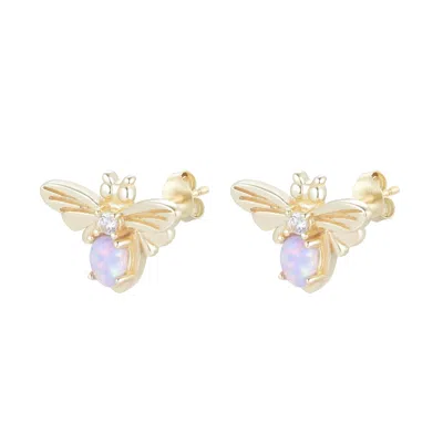 Kamaria Women's Opal Bee Stud Earrings - Purple