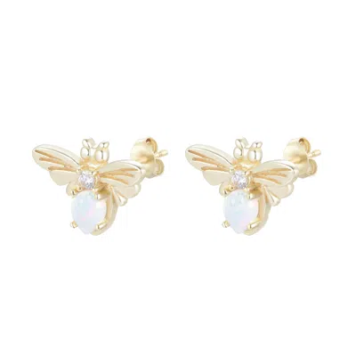 Kamaria Women's Opal Bee Stud Earrings - White