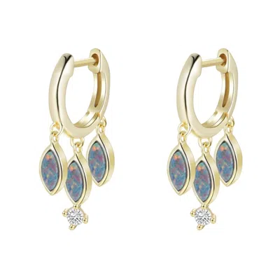 Kamaria Women's Opal Boho Shaker Huggie Earrings - Black In Gold