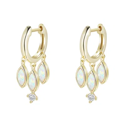 Kamaria Women's Opal Boho Shaker Huggie Earrings - White In Gold
