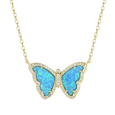 Kamaria Women's Opal Butterfly Necklace - Blue