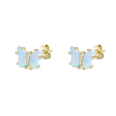 Kamaria Women's Opal Butterfly Stud Earrings - Blue