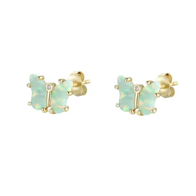 Kamaria Women's Opal Butterfly Stud Earrings - Green