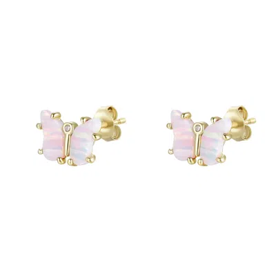 Kamaria Women's Opal Butterfly Stud Earrings - Light Pink