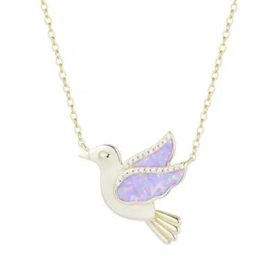 Kamaria Women's Opal Dove Bird Necklace With Crystals - Purple