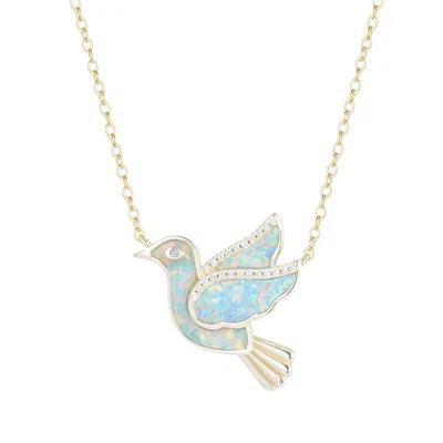 Kamaria Women's Opal Dove Bird Necklace With Crystals Full Opal - Green