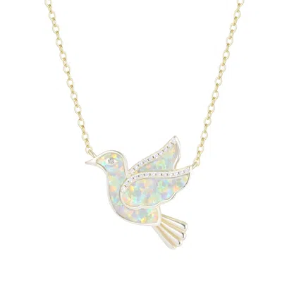 Kamaria Women's Opal Dove Bird Necklace With Crystals Full Opal - White