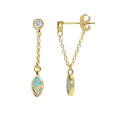 Kamaria Women's Opal Earrings - Green In Gold