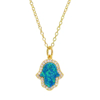 Kamaria Women's Opal Hamsa Hand Necklace In Blue Opal