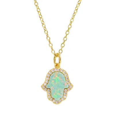 Kamaria Women's Opal Hamsa Hand Necklace In Green Opal In Gold