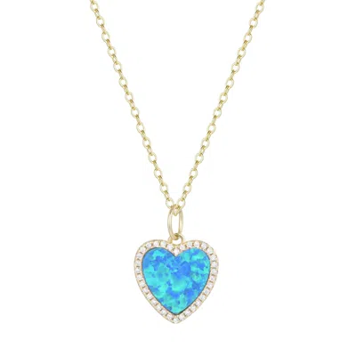Kamaria Women's Opal Heart Necklace With Crystals - Blue Green